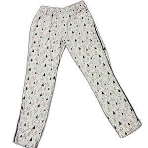 Soma Sleep Pajama Pants S Cream Green Christmas Trees Holiday Winter Lounge Cozy